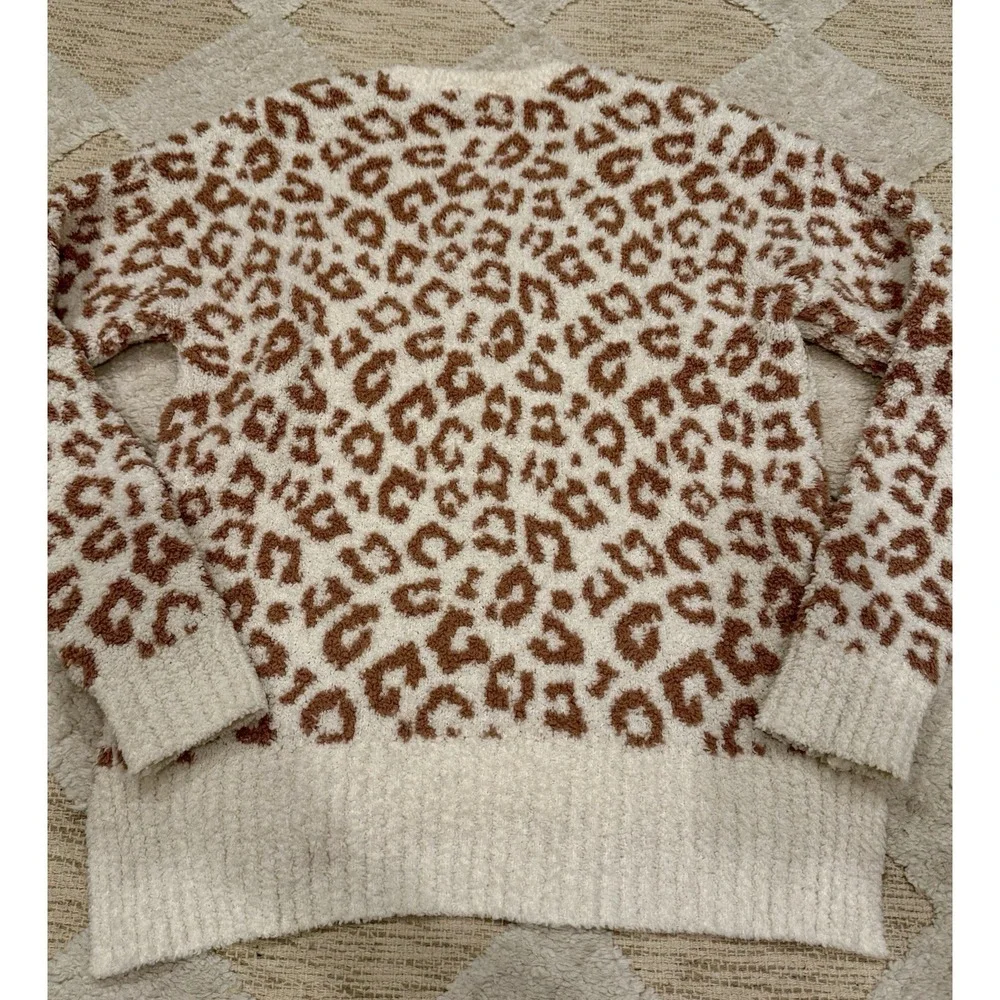 UGG Cecilia Natural Leopard Blush Animal Print Ivory V-Neck Plush Soft Sweater S - Picture 7 of 8